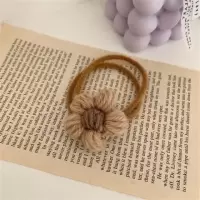 韩国毛绒小花发绳高弹力发圈头绳女韩版小皮筋送男朋友皮套发饰品|卡其色1个