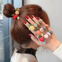 扎头发饰品精致韩版樱桃头绳发圈橡皮筋扎头发绳皮套头饰女成|水果派对【4条装】