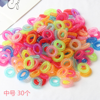 细发绳彩色电话圈发圈学生儿童头绳小号透明扎头发可爱电话线皮筋|b77果冻色中号30根(颜色随机)