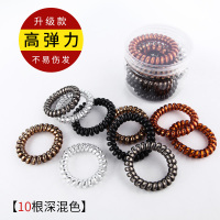 韩国扎头发绳电话线头绳细款可爱森女系成人无痕的橡皮筋电线发圈|粗款5色10根装