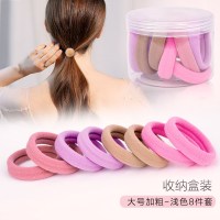 头绳女 韩国网红2020新款发绳ins韩版发圈简约可爱扎头发皮筋头饰|大号加粗-浅色8件（收纳盒装）