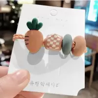 韩国ins水果彩珠头绳女扎头发皮筋 草莓带吊高弹加粗发绳发饰品|胡萝卜