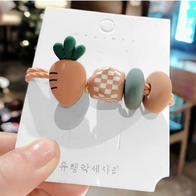 韩国ins水果彩珠头绳女扎头发皮筋 草莓带吊高弹加粗发绳发饰品|胡萝卜