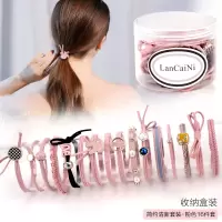 头绳女 韩国网红2020新款发绳ins韩版发圈简约可爱扎头发皮筋头饰|粉色16件套(收纳盒装)