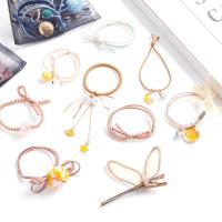 2019新款emi jay头绳网红韩版小清新可爱头饰简约发圈扎头发皮筋|雅致黄星空9件套