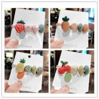 韩国ins水果彩珠头绳女扎头发皮筋 草莓带吊高弹加粗发绳发饰品|草莓+胡萝卜+菠萝+樱桃