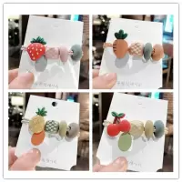 韩国ins水果彩珠头绳女扎头发皮筋 草莓带吊高弹加粗发绳发饰品|草莓+胡萝卜+菠萝+樱桃