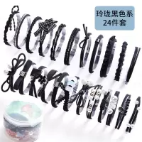 2019新款emi jay头绳网红韩版小清新可爱头饰简约发圈扎头发皮筋|24件套经典黑