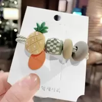 韩国ins水果彩珠头绳女扎头发皮筋 草莓带吊高弹加粗发绳发饰品|菠萝