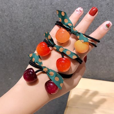 韩版樱桃头绳网红发圈橡皮筋扎头发绳皮套头饰女成人学生简约时尚|透亮樱桃[3条装]