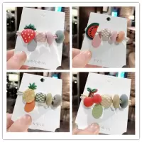 韩国ins水果彩珠头绳女扎头发皮筋 草莓带吊高弹加粗发绳发饰品|草莓+西瓜+菠萝+樱桃