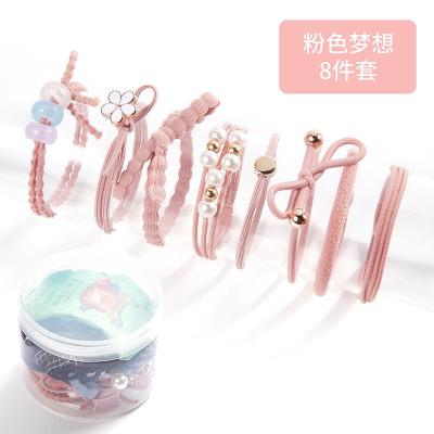 2019新款emi jay头绳网红韩版小清新可爱头饰简约发圈扎头发皮筋|雅致8件套粉色