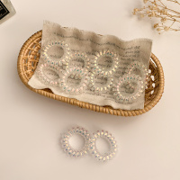 电话线发圈女头绳无痕小号细橡皮筋韩国网红 ins扎头皮套简约发绳|小号香槟色10根罐装