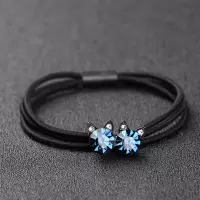 猫咪头绳成年女简约水晶水钻扎头发皮筋带钻发圈韩国发饰大人气质|蓝色