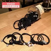 高弹力发圈2019新款头绳绑头发的饰品成人像皮筋黑色皮套女扎头绳|送收纳罐-20件纯黑色