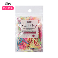 daiso橡皮筋扎头发皮圈咖啡茶黑色女孩儿童成人细发圈绳|彩色M(100条,3.3cm)