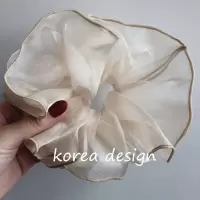 网红ins简约网纱气质小清新大肠发圈扎头发皮筋发绳韩国头饰头绳|米白色