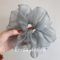 网红ins简约网纱气质小清新大肠发圈扎头发皮筋发绳韩国头饰头绳|灰色