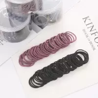细皮筋发绳 特小号粗发圈加宽儿童女可爱扎头发饰细婴儿ins小清新|黑色50+紫红色50小圈直径3.4cm