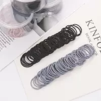 细皮筋发绳 特小号粗发圈加宽儿童女可爱扎头发饰细婴儿ins小清新|黑色50+灰蓝色50小圈直径3.4cm