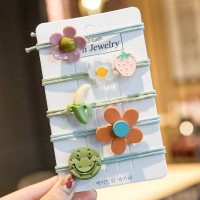 小雏菊发绳扎头发头绳女简约网红发饰韩国丸子头皮筋马尾发带头饰|绿色5件套