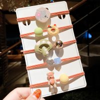 小雏菊发绳扎头发头绳女简约网红发饰韩国丸子头皮筋马尾发带头饰|蘑菇桔色5件套