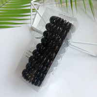 仲夏日记~电话线发圈女 糖果色橡皮筋发圈女无痕高弹发绳韩国发饰|黑色9只盒装