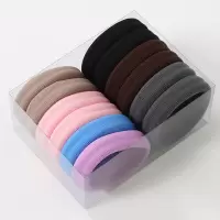 简约高弹力耐用加粗橡皮筋扎头头绳发圈网红马尾黑色皮套发绳头饰|12#加粗加厚高弹力大号淡粉系混色12个盒装
