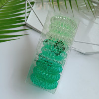 仲夏日记~电话线发圈女 糖果色橡皮筋发圈女无痕高弹发绳韩国发饰|薄荷绿9只盒装