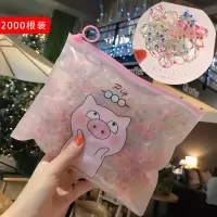 扎头发皮筋一次性橡皮筋高弹力耐用儿童黑大人用胶圈发圈发绳简约|圆点加硬2000根??送猪猪收纳袋??