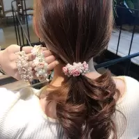 珍珠橡皮筋女扎头绳甜美简约淑女气质韩版森系发绳ins发圈头饰品|森系珍珠花朵发绳2个不同色