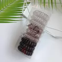 仲夏日记~电话线发圈女 糖果色橡皮筋发圈女无痕高弹发绳韩国发饰|黑灰系9只盒装
