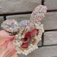 珍珠橡皮筋女扎头绳甜美简约淑女气质韩版森系发绳ins发圈头饰品|韩版珍珠镶钻蝴蝶结