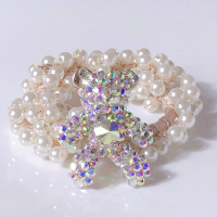 珍珠橡皮筋女扎头绳甜美简约淑女气质韩版森系发绳ins发圈头饰品|韩版珍珠镶钻小熊