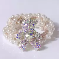珍珠橡皮筋女扎头绳甜美简约淑女气质韩版森系发绳ins发圈头饰品|韩版珍珠镶钻小熊