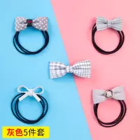 韩国小清新蝴蝶结发圈发绳扎头发皮筋头饰品可爱甜美头绳发夹套装|8#蝴蝶结5件套灰色