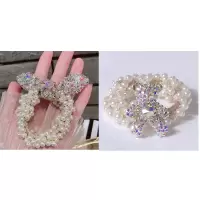 珍珠橡皮筋女扎头绳甜美简约淑女气质韩版森系发绳ins发圈头饰品|韩版珍珠镶钻蝴蝶结+小熊