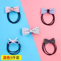 韩国小清新蝴蝶结发圈发绳扎头发皮筋头饰品可爱甜美头绳发夹套装|12#蝴蝶结5件套混色