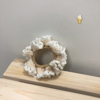 毛线大肠发圈ins手工编织发绳丸子头绳女简约网红皮筋女扎头发饰|米白色