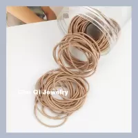 100条 北欧莫兰迪色短发细款发绳韩国清新简约头绳女小祖宗橡皮筋|米色100条粗细约0.2cm