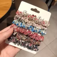 bm小号猪大肠发圈ins网红头绳韩国缎面简约肥肠皮筋女扎头发皮套|小花6件套