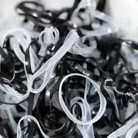 一次性橡皮筋日韩版黑扎头发发圈发绳儿童发饰盘发头饰头绳成人|大号黑色+透明色[约2000根]