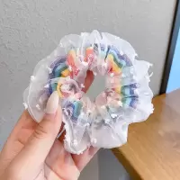 双色布艺头绳发圈大肠圈简约网红ins韩国发绳皮筋女扎头韩版皮套|彩虹波点发圈