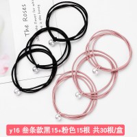 发圈女日韩可爱少女绑发超仙成人百搭发绳高马尾橡皮筋小清新头绳|y16叁条款黑15+粉色15根