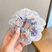 双色布艺头绳发圈大肠圈简约网红ins韩国发绳皮筋女扎头韩版皮套|10#浅蓝网纱彩虹