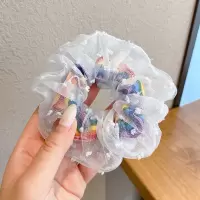 双色布艺头绳发圈大肠圈简约网红ins韩国发绳皮筋女扎头韩版皮套|10#浅蓝网纱彩虹