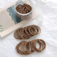 韩版高弹力头绳简约气质优雅网红皮套ins森系橡皮筋女扎头发发圈|4#铜黄色100根,单色啦,送收纳盒