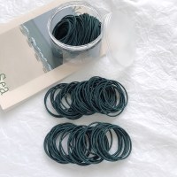 韩版高弹力头绳简约气质优雅网红皮套ins森系橡皮筋女扎头发发圈|6#墨绿100根,单色啦,送收纳盒