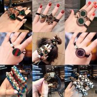 韩国网红豹纹头绳橡皮筋扎头发绳发饰头饰毛球简约时尚发圈女成人|[Q网Z好]抖音网红款[9件套]