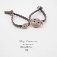 抖音小祖宗情侣头绳韩版网红少女橡皮筋扎头发发圈给男友的小皮筋|卡其情侣小猪套装
